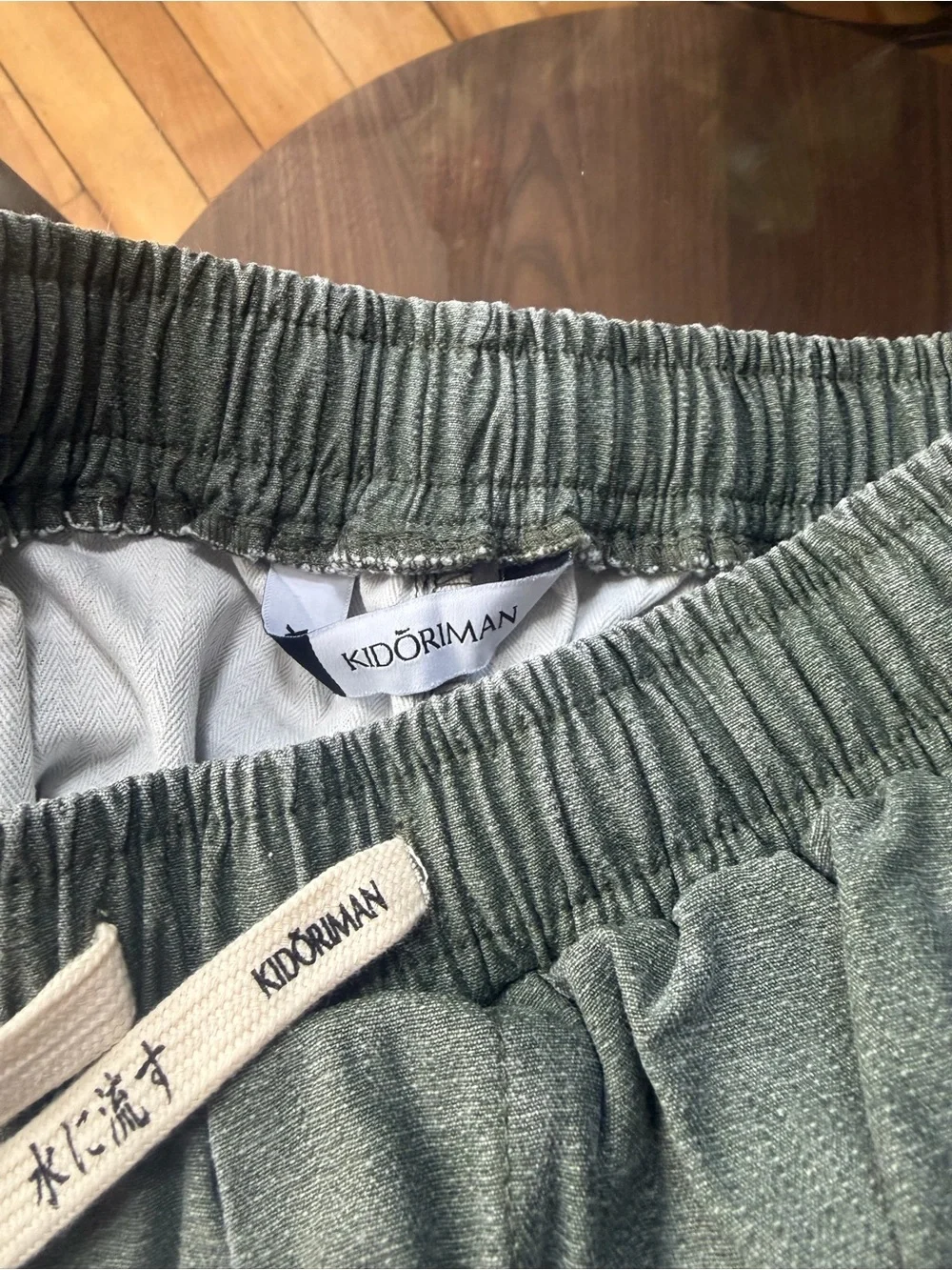 Relaxed Corduroy Drawstring Pants in Olive Green